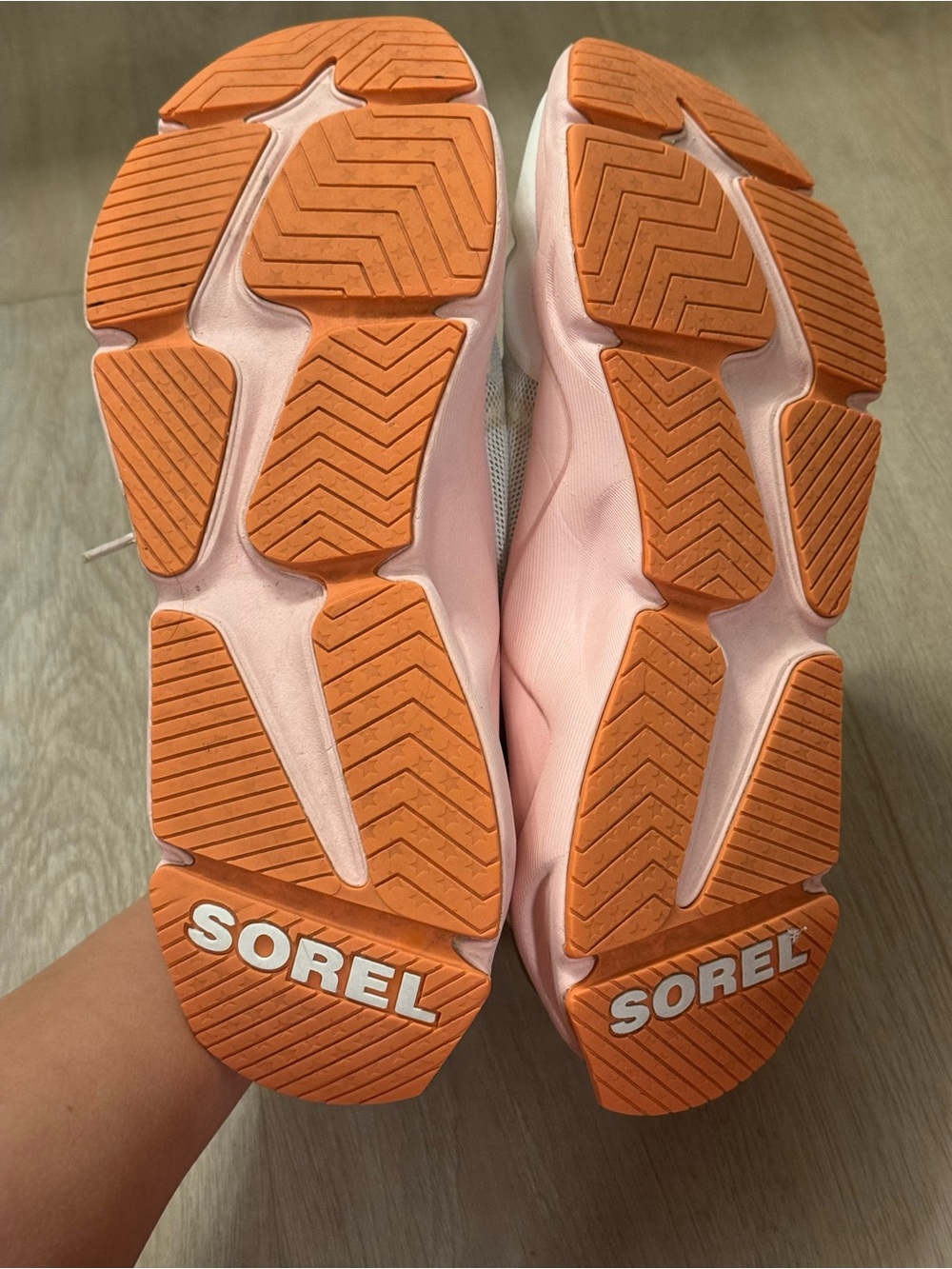 Sorel Women’s Cream/Pink Sneakers with Orange Outsoles